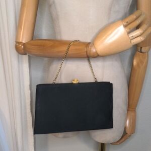 Vintage 60s Evening Bag Black Satin Cocktail Purse After Five By Land M